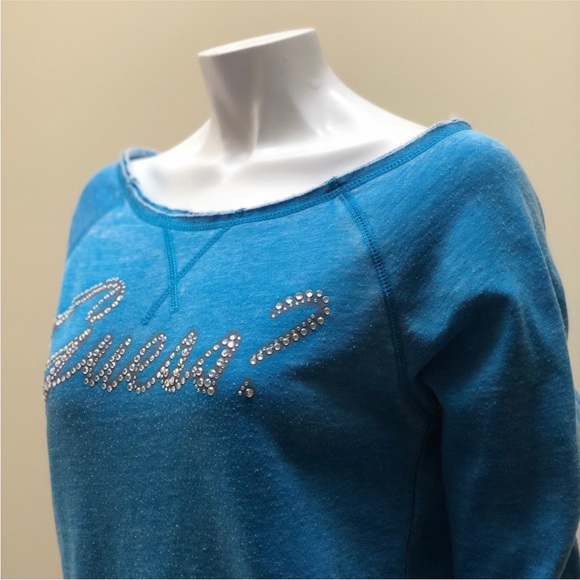 Guess Blue Loose Shoulder Top - Picture 2 of 3